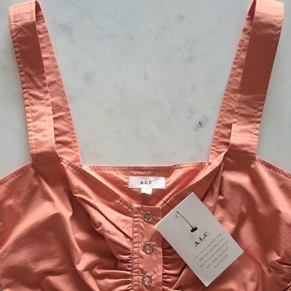 A.L.C Lilah Cotton Sweetheart Top, Size 6, Orange, NWT - Picture 9 of 15